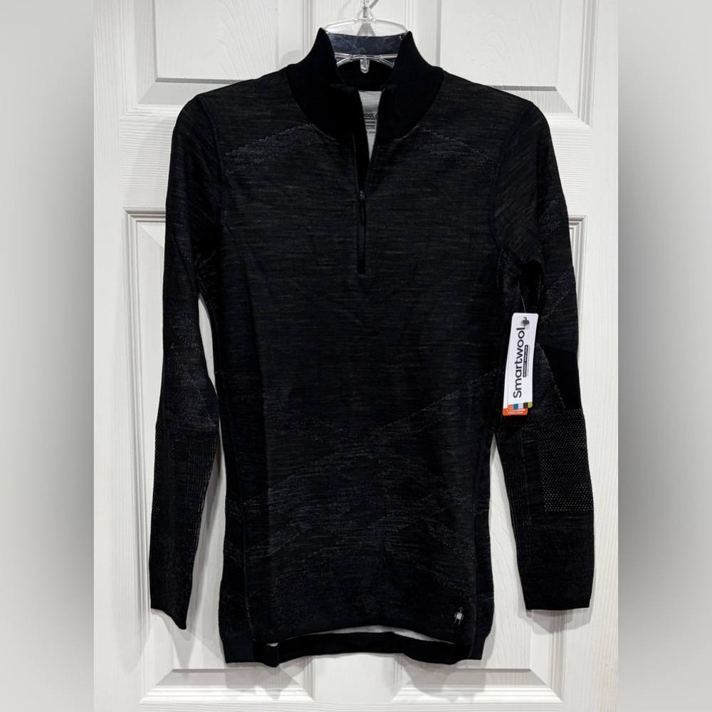 SmartWool Women's Medium Intraknit Thermal Base Layer Top Zip Black NWT
